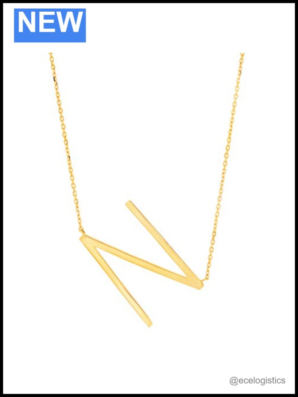 Solid 10K Gold Initial Pendant Necklace for Women